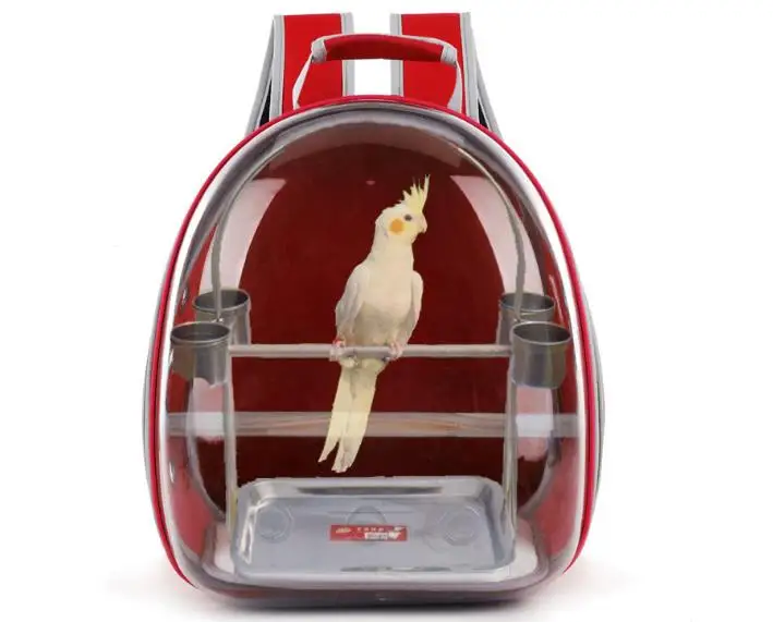 

Hotsale bird carrier backpack with cotton rope perch parrot transparent backpack birdcage bag from anhui bags, Customized