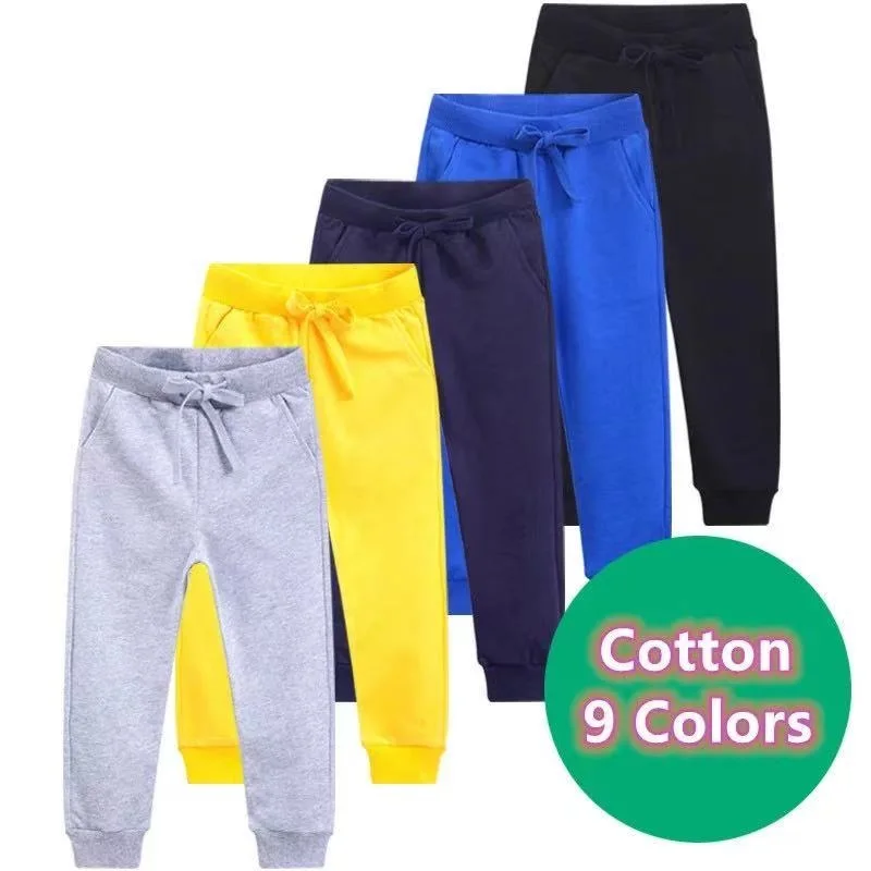 

1-12Years Cotton Girls Boys Casual Trousers Baby Kids Loose Pants Teenager Children Solid Jogger Pants For Kids