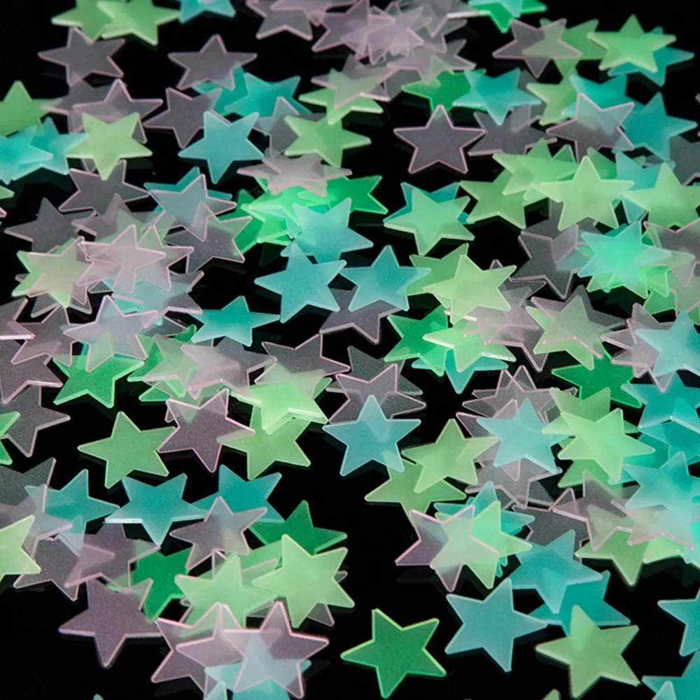 

100pc/bag Glow In The Dark Snowflake Wallpaper Stars Luminous Glow Ornament Sticker Kids Bedroom Fluorescent Wall Stickers