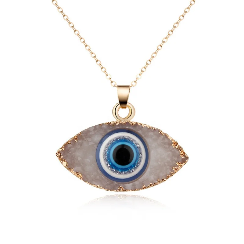 

SUNRAIN 2021 Boho Jewelry Devil Eyes Necklace CZ Stone Turkish Evil Eye Resin Necklace Earrings Sets Women Jewelry Set, As the picture show