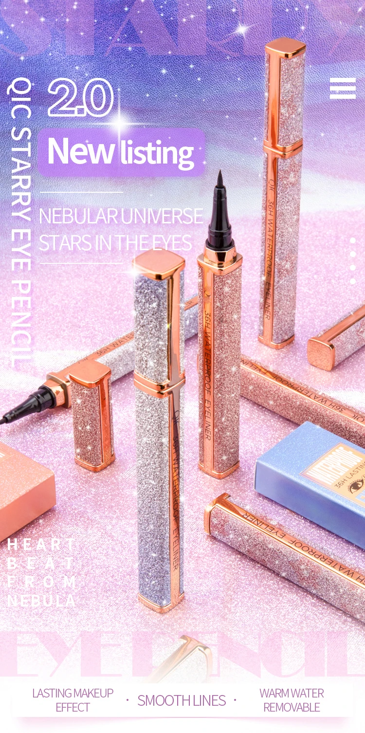 Star Design Blingbling Eye Liners Beauty Cosmetics Waterproof Eyeliner Liquid Pencil Cosmetics 