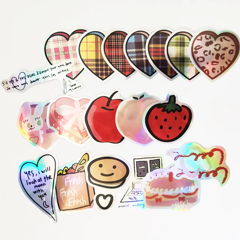 

23pcs/ bag cute Korean style stickers waterproof pvc vinyl removable die cut stickers for skateboard laptop mobile phone, Cmyk