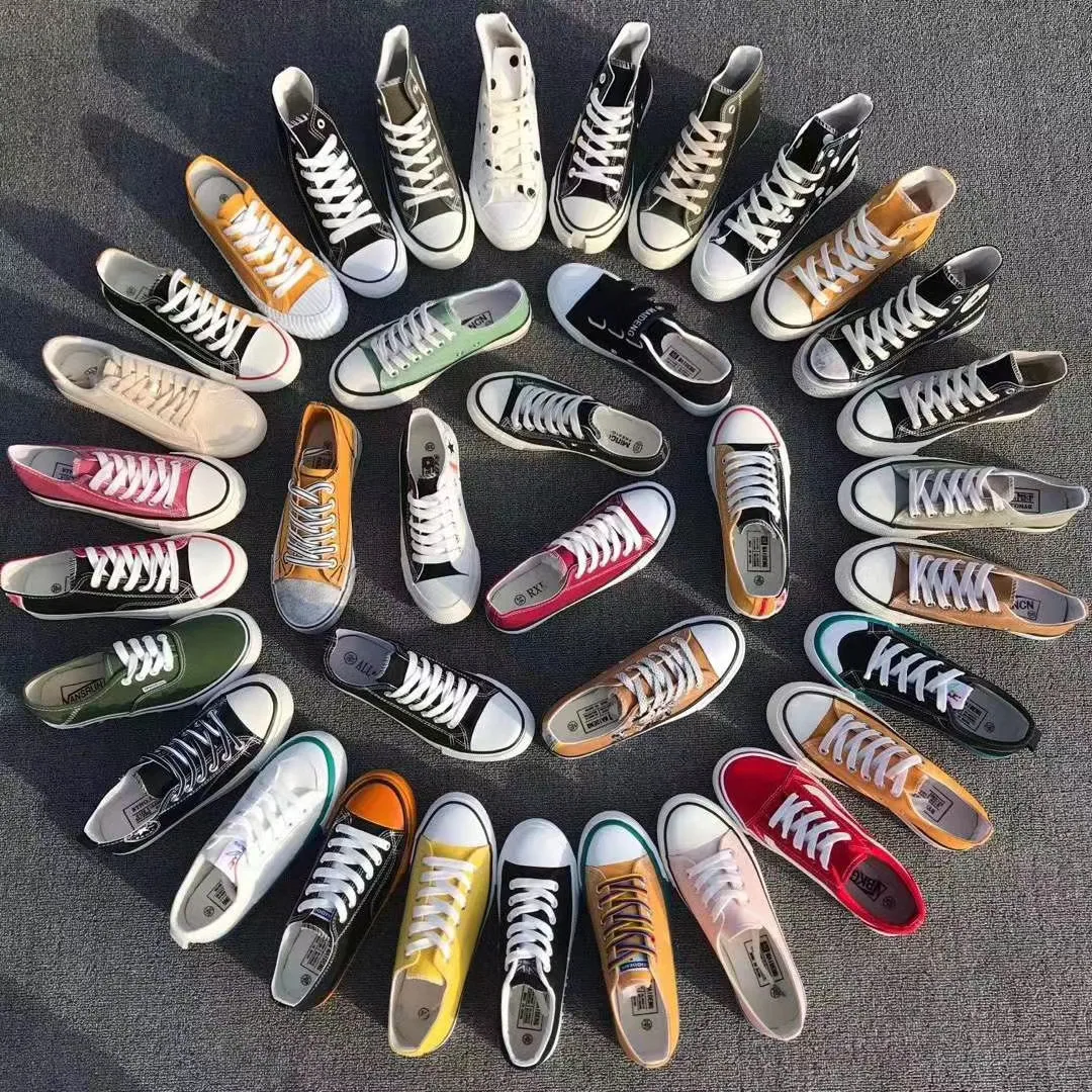 

2021 Wholesale Bulk Low Top Vulcanize White Canvas Shoes Women, Mixed colors