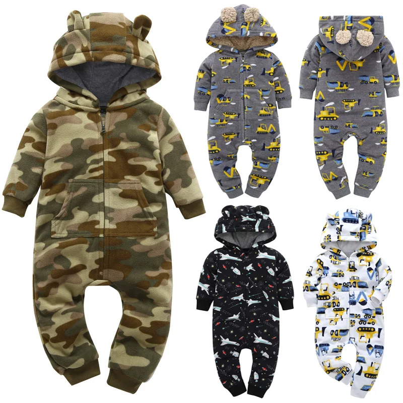 

ecowalson Newborn Cotton Starry Sky Printed Baby Clothes Hooded Warm Long-sleeved Baby Rompers Baby Jumpsuit