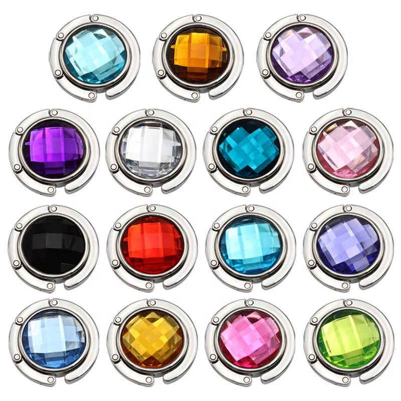 

Cute Hanging Crystal Alloy Hooks for Purse Bag Hanger Handbag Table Folding Bag Hanger Holder Hook, Silver