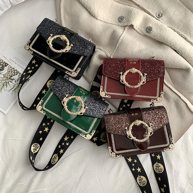 

Top sale New Patent leather bright diamond magnetic buckle bag plaid woman handbag, Customizable