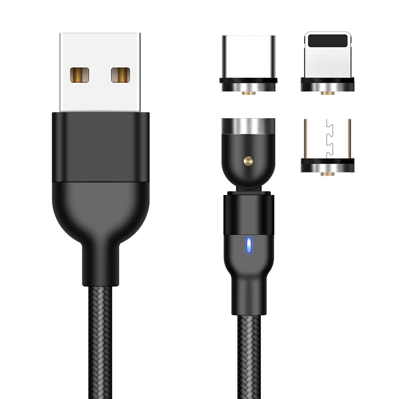 
2020 New Design Wholesale On Stock 540 Degree 1M Micro Type C Magnetic USB Charging Cable usb cable braided 