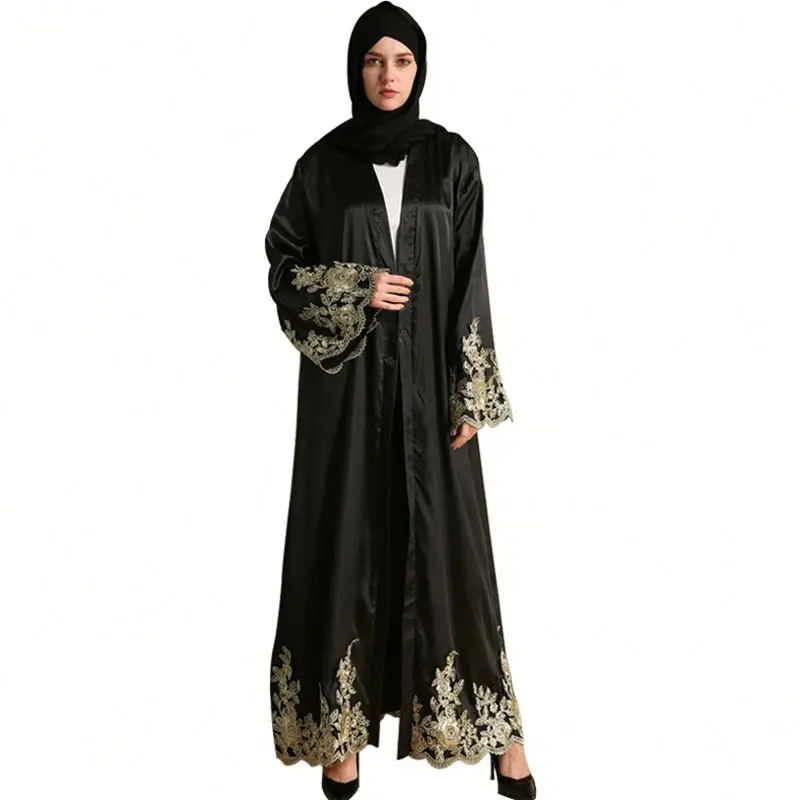 

Wholesale Islamic Clothing Women Thick Satin Abaya High quality Clothing, Black