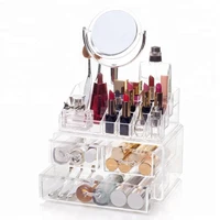 

Wholesale Desk Vanity Clear Storage Acrylic Drawer Makeup Cosmetic Organizer With Mirror