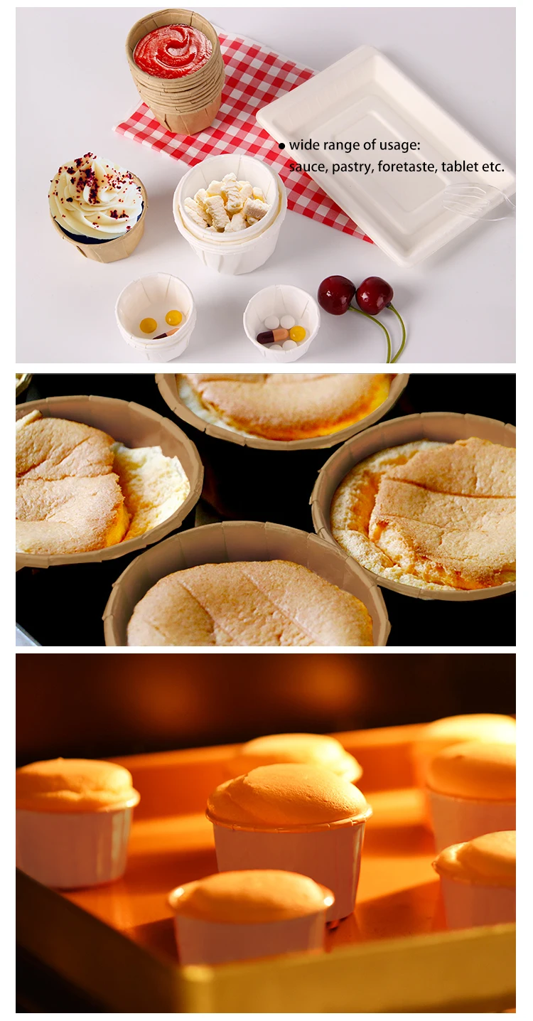 Compostable White Kraft Paper Souffle 2oz Portion Cup For Serving Sauces,Taste,Samples,Jello