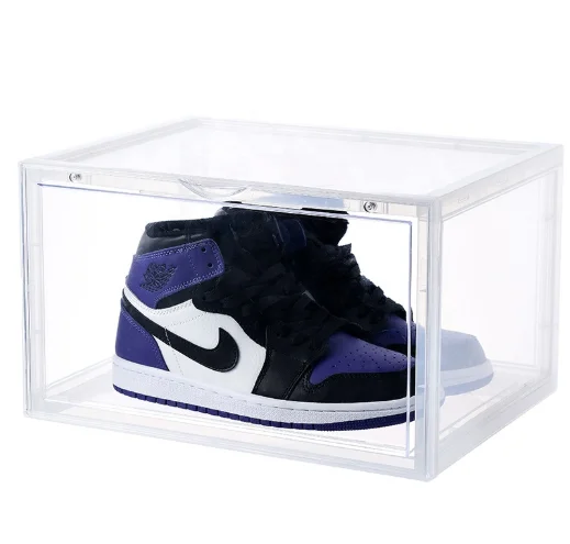 
Stackable Plastic Magnet Absorbing Side Opening Door Transparent Shoe Storage Box Clear Shoe Box 
