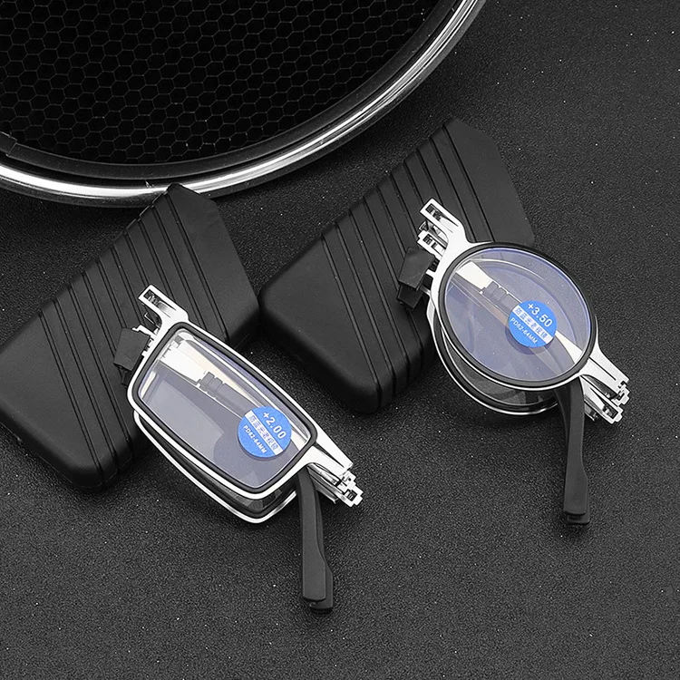 Mini Metal Folding Reading Glasses Small Round Square Portable Foldable Blue Light Blocking Folding Reading Glasses With Case