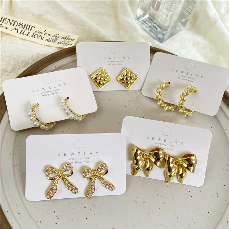 

Heart Pearl Rhinestone Earrings Fashion Moon Deer Butterfly Dangle Earrings Jewelry For Women, Gold