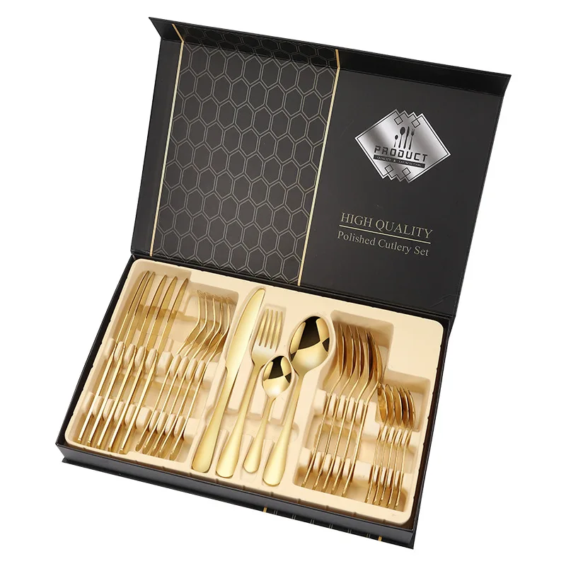 

Amazon Hot sale Stainless Steel 1010 Cutlery Set Mirror Polishing 24PCS WIth Gift Box