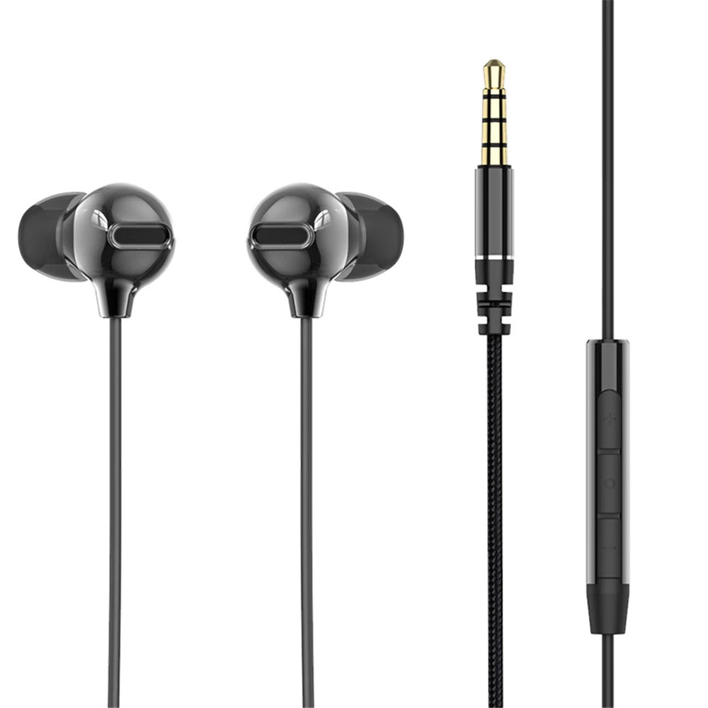 

ROCK RAU0695 Headphone In Ear Mobile Phone Deep Bass Wired Earphones Hand Free Gaming Headsets With Mic, Black