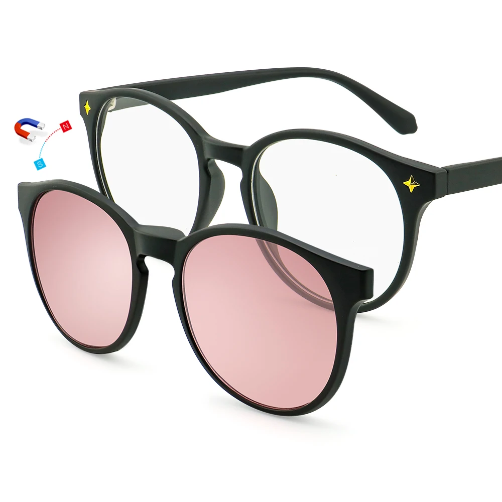 

Eco-friendly hot sales glasses 5 in 1 polarized clip on magnetic sunglasses for Women
