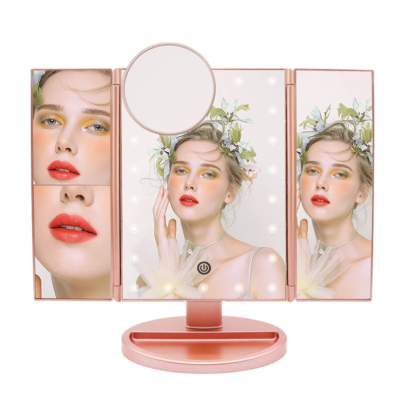

Quewel LED Touch Screen Makeup Mirror vanity with led light Crystal makeup mirror, White/black/pink/gold