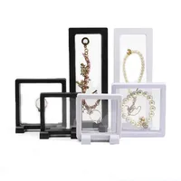 

3d plastic floating jewelry box transparent screen display frame necklace box