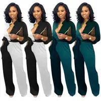 

KG009 new arrival fall fashion patchwork nightclub sexy 2020 autumn long sleeve jumpsuit women