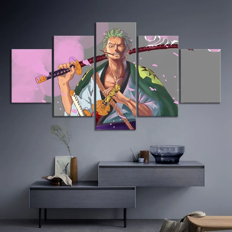 

5 Piece Cartoon Pictures Roronoa Zoro ONE PIECE Anime Poster Canvas Art Decorative Paintings for Home Decor Wall Paintings, Multiple colours