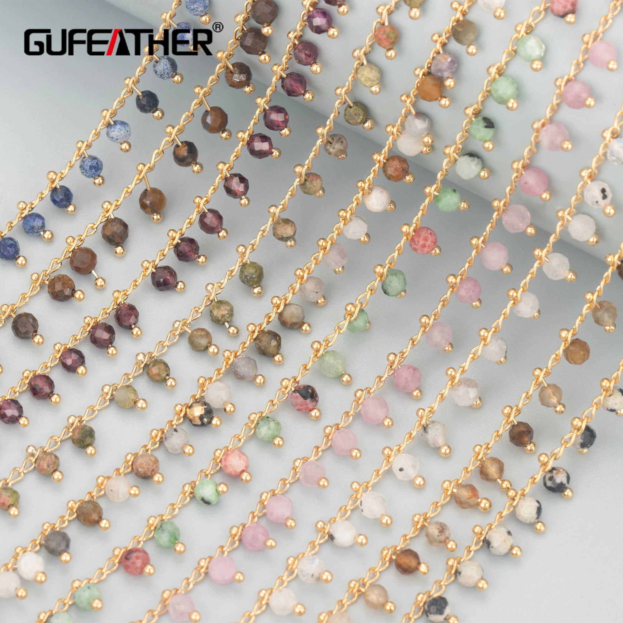 

C82 jewelry accessoriespass REACHnickel free18k gold platednatural stonediy chain necklace1m/lot