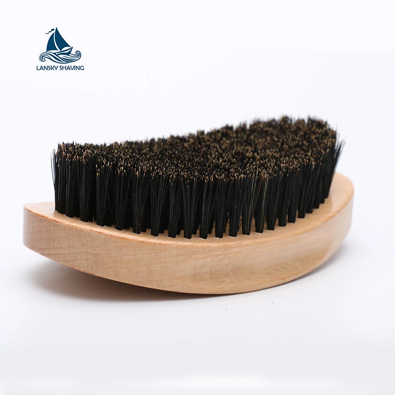 

Hot selling custom boar bristle curve beard brush wooden, Natural