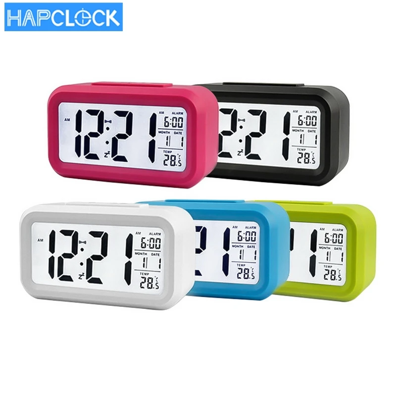 

LED Digital Alarm Clock Electronic Smart Mute Clock Backlight Display Temperature & Calendar Snooze Function Alarm Clock, Customized color