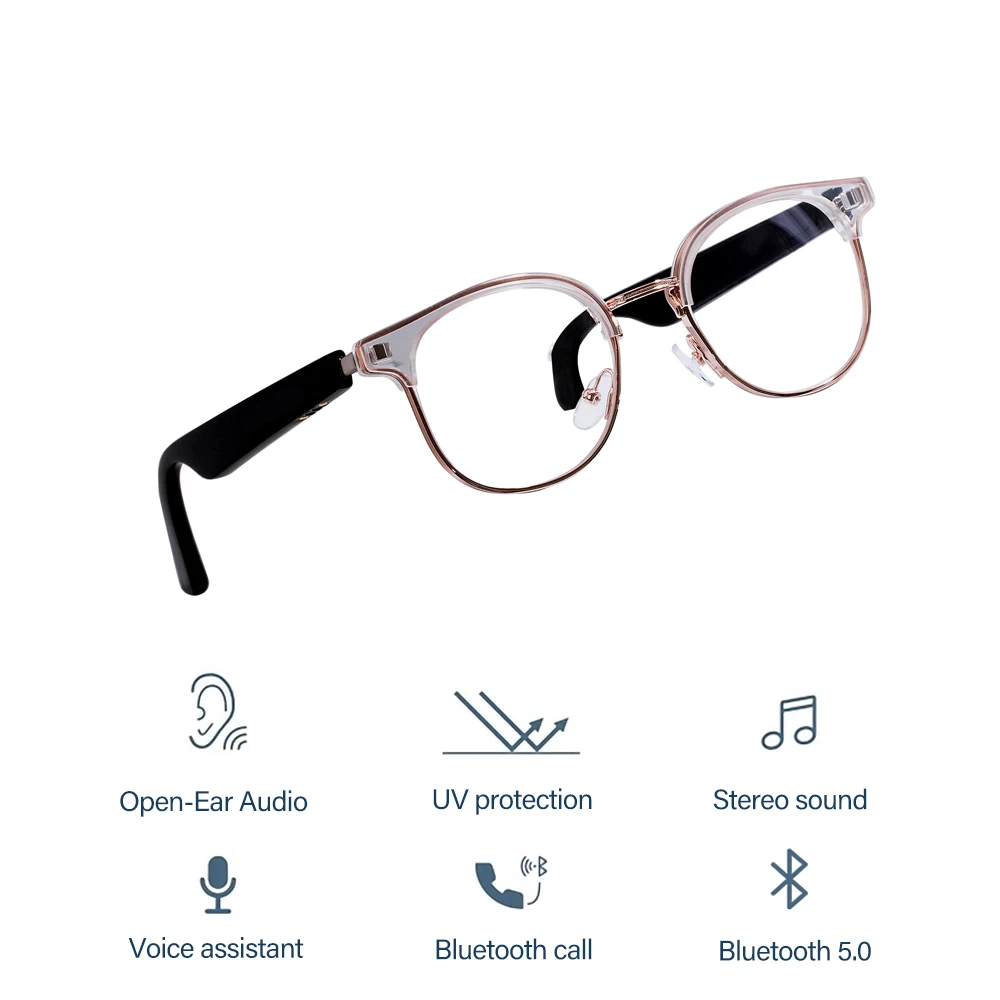 

TR90 Metal Audio Smart Eyewear Calling Optical Frames Half Frame Reading Glasses Blue Light Blocking Eyeglasses