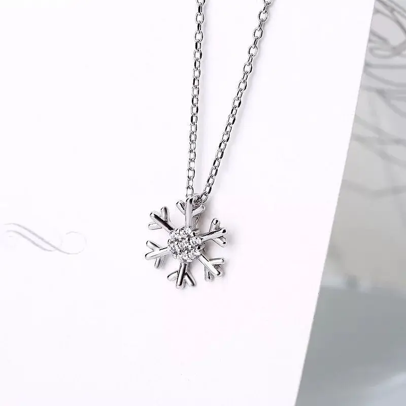 

LUOXIN Luxury Jewelry 925 Sterling Silver Snowflake Pendant Diamond Necklace