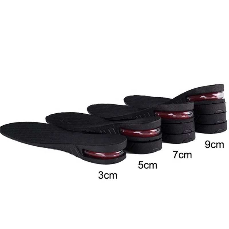

3-9cm Unisex Black Shoe Increase Height Insole Air Cushion Invisible Pads Soles For Shoes Men/Women, Black, purple, pink ,blue