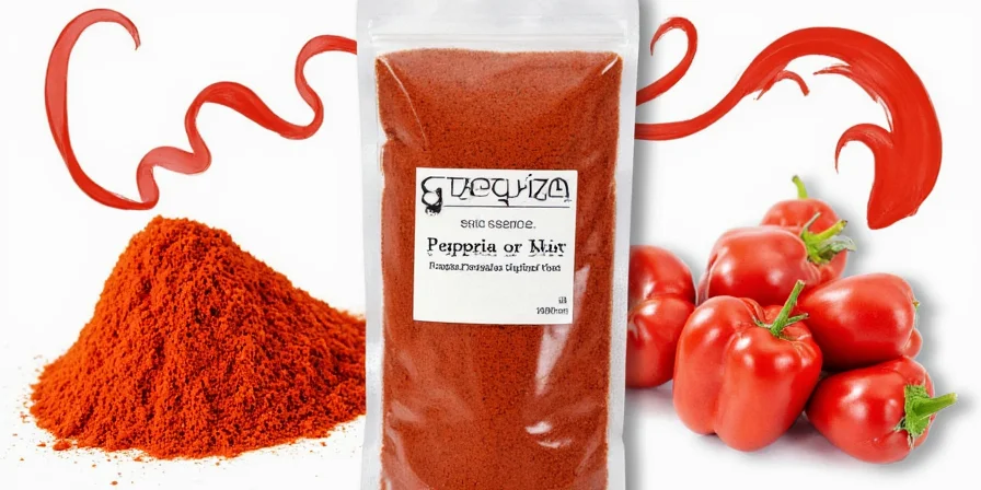 Red bell peppers drying on a string