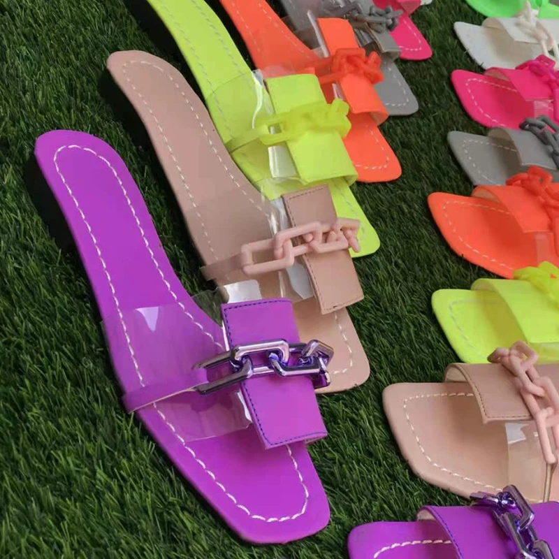 

MMX438 2022 New arrivals Clear Flat Sandals For Women And Ladies Fashion Flat Sandals, Pink,yellow,white,black,green,or custom