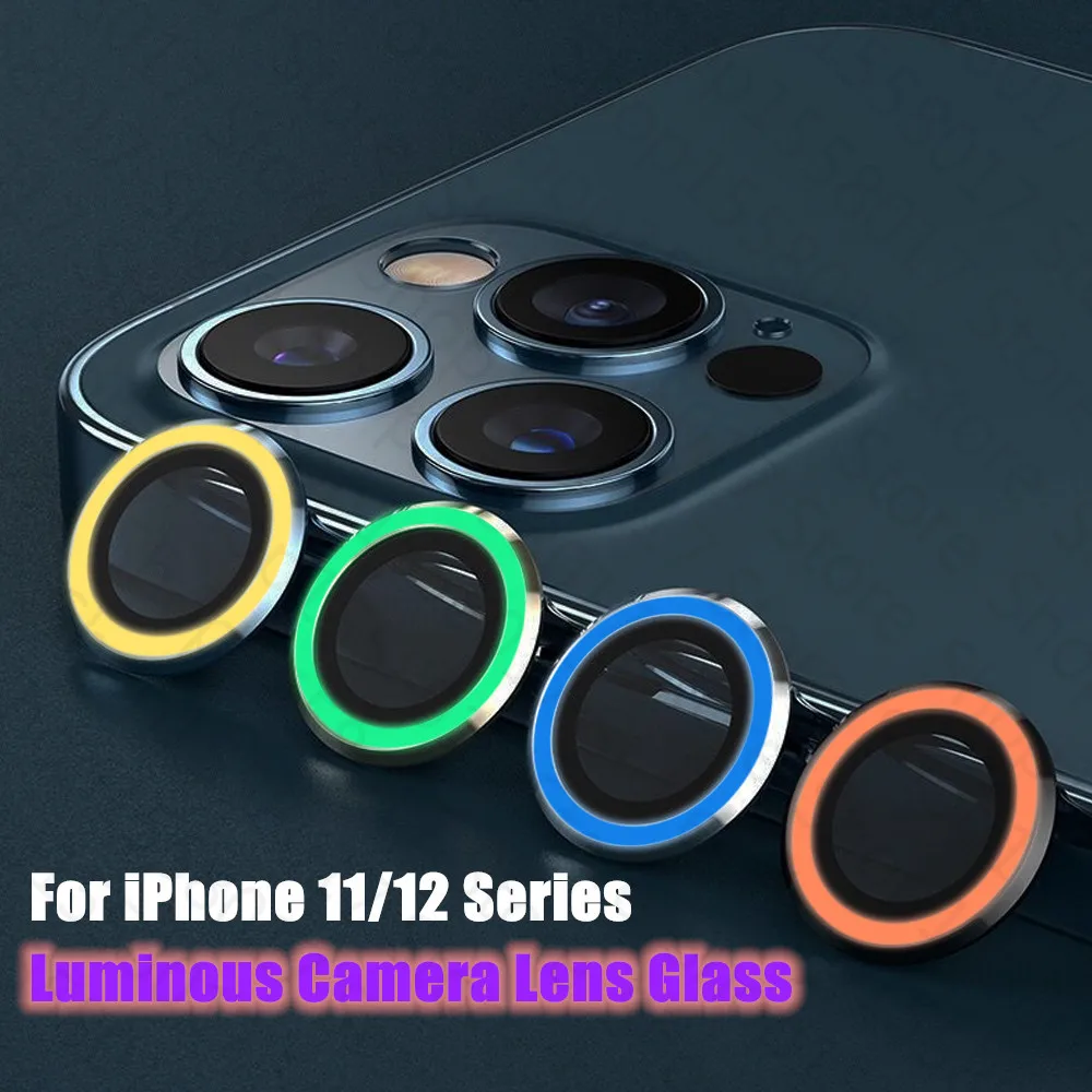 

Luminous Metal Ring Tempered Glass For Iphone 12 13 11 Pro Max Full Camera Lens Protector For Iphone 12pro 12mini