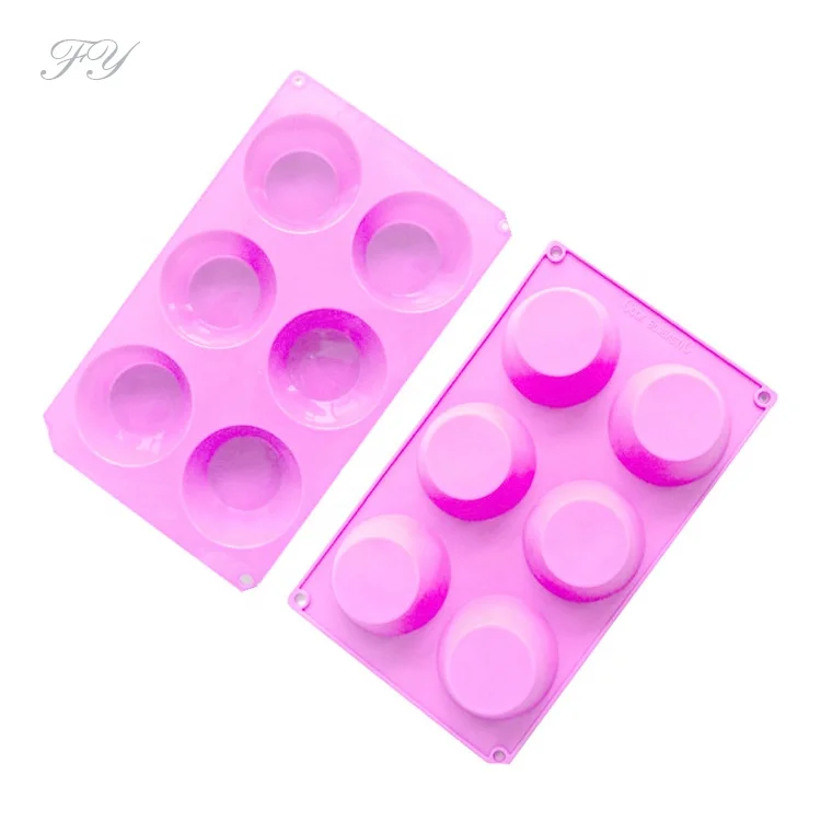 

Amazon Hot Selling 6 Connect Silicone Cake Mold Muffin Cup Round Cup Cake Mold Handmade Soap Mold DIY Baking