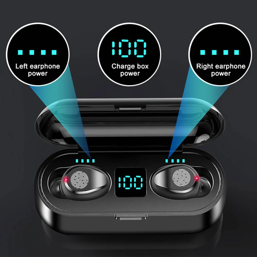 

Led Digital Display Handfree BT F9 Touch Tws 5.0 Ipx7 Wireless Auricularess Bluetooths Headphone Earbuds