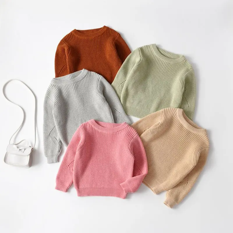 

OEM Babies Fall Winter Warm Clothing Kids Cozy Oversized Knitted Sweater Pullover Clothes Chunky Girls Knit Jumper, Photo showed and customized color