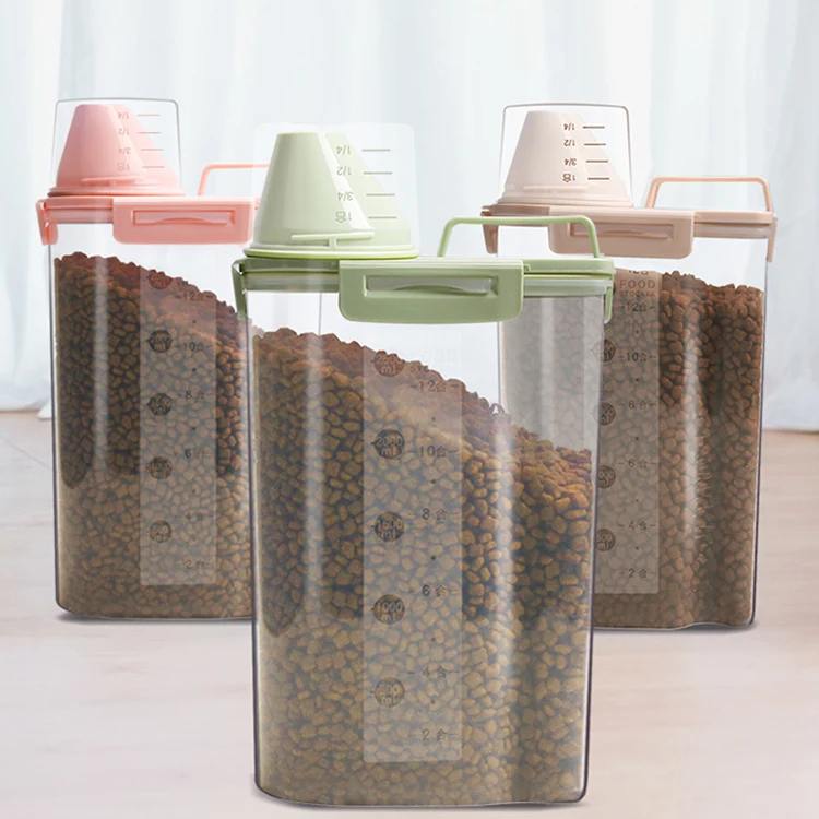 

Moistureproof Pet Food Container Large-capacity Pet Storage Box with Cover, White/pink/green