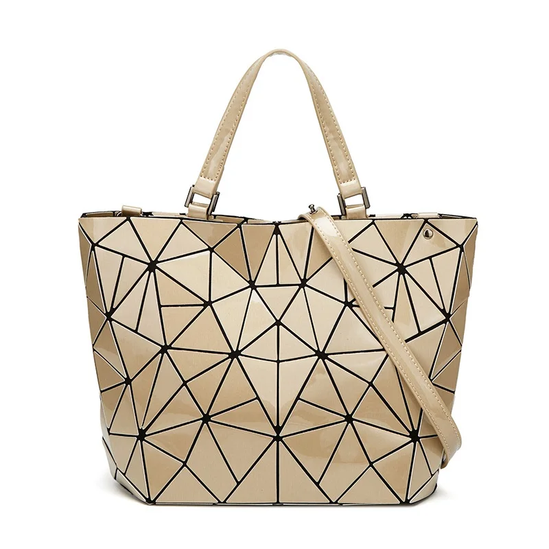 

Designer Brand Luxury Tote Hand bags Set Geometric Luminous reflective Bag Women Ladies Geometry purse and Handbags, Red,brown,silver,pink,gold,blue