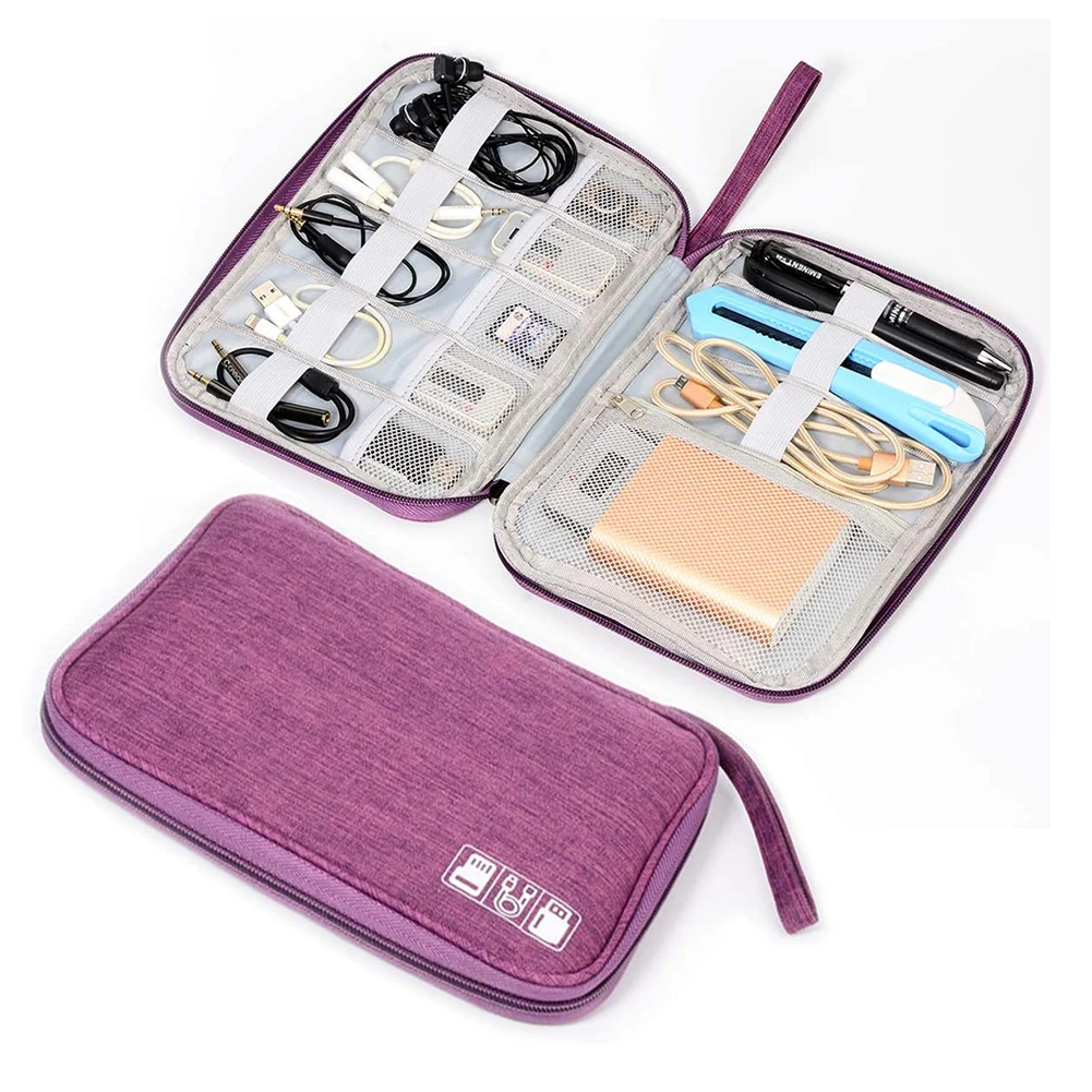 

Electronic Organizer Travel Portable Universal Cable Organizer Cable Cord Bag with Strap Electronics Accessories Cases Storage