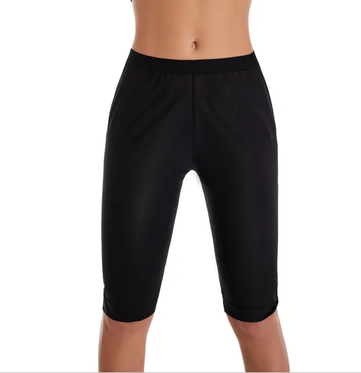 

Slim Waist Breathable Orthopedic Potent Fat Burning Sauna Sweat Pants Abdomen Silver Coated Shaping Pants, Black