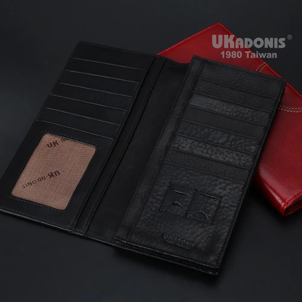 

Large capacity RFID blocking leather male wallet card holder men long wallet, Black