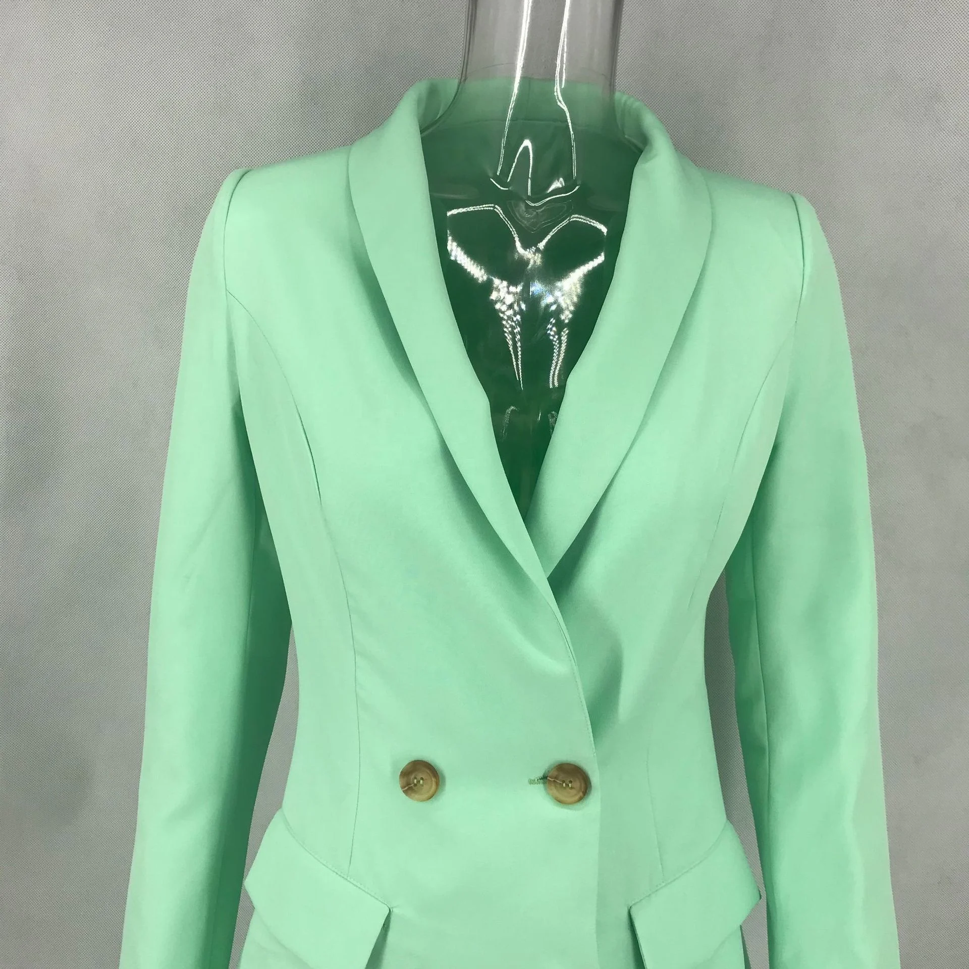 

B60581A 2019 Hot style v-neck double-breasted high quality solid color coat