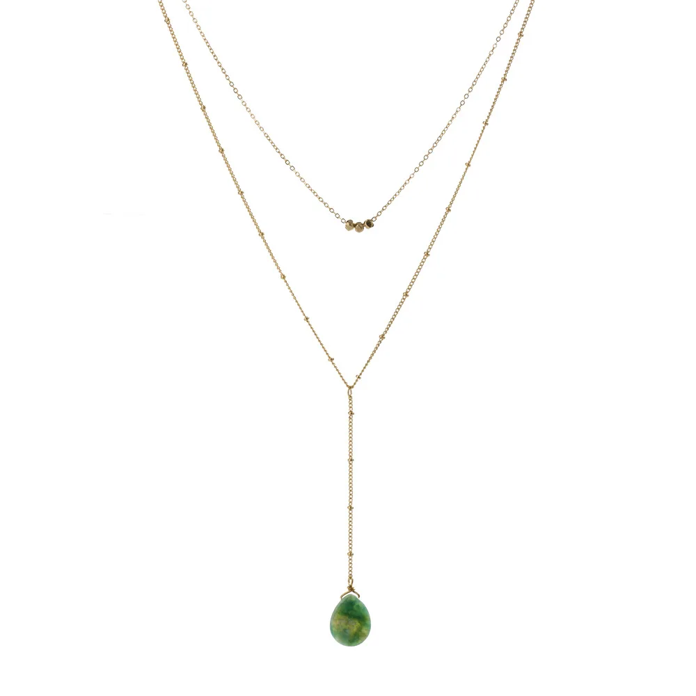 

Hot selling natural green agate pendant fashion clavicle multilayer lady necklace, Picture shows
