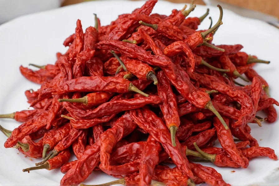 Close-up of Dried Arbol Chile Peppers
