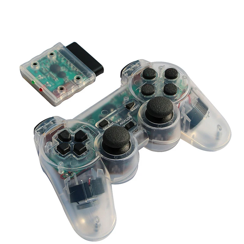 

Transparent Color Wireless Joystick For PS2 2.4G Gamepad Vibration For PS2 Controller, Transparent green,transparent white,transparent red,transparent blue