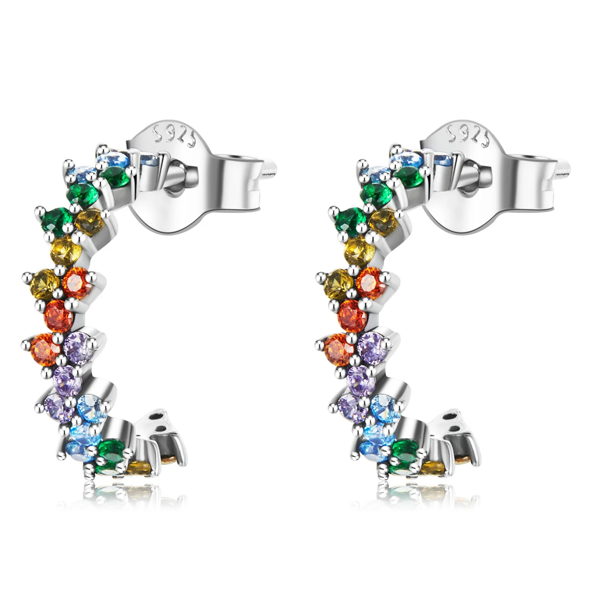 

SCE1272 Fashion women Jewelry 2021 925 sterling silver arch colorful zirconium stud earrings