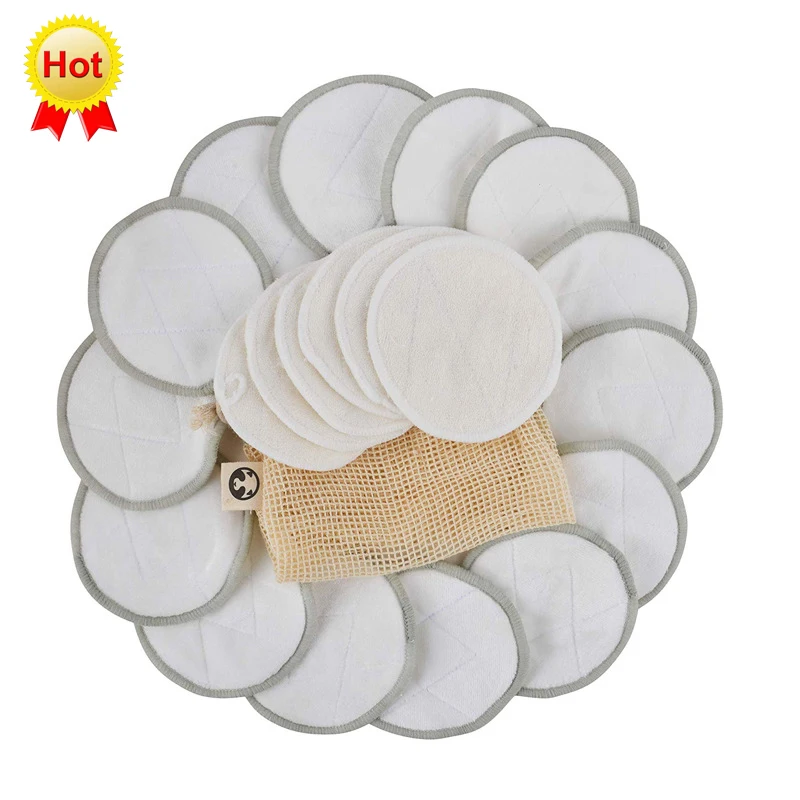 

Low MOQ Private Lable Organic Zero Waste Kit Reusable Bamboo Cotton Pads Makeup Remover Cloth Facial Cleaning Pads OEM, Customized color