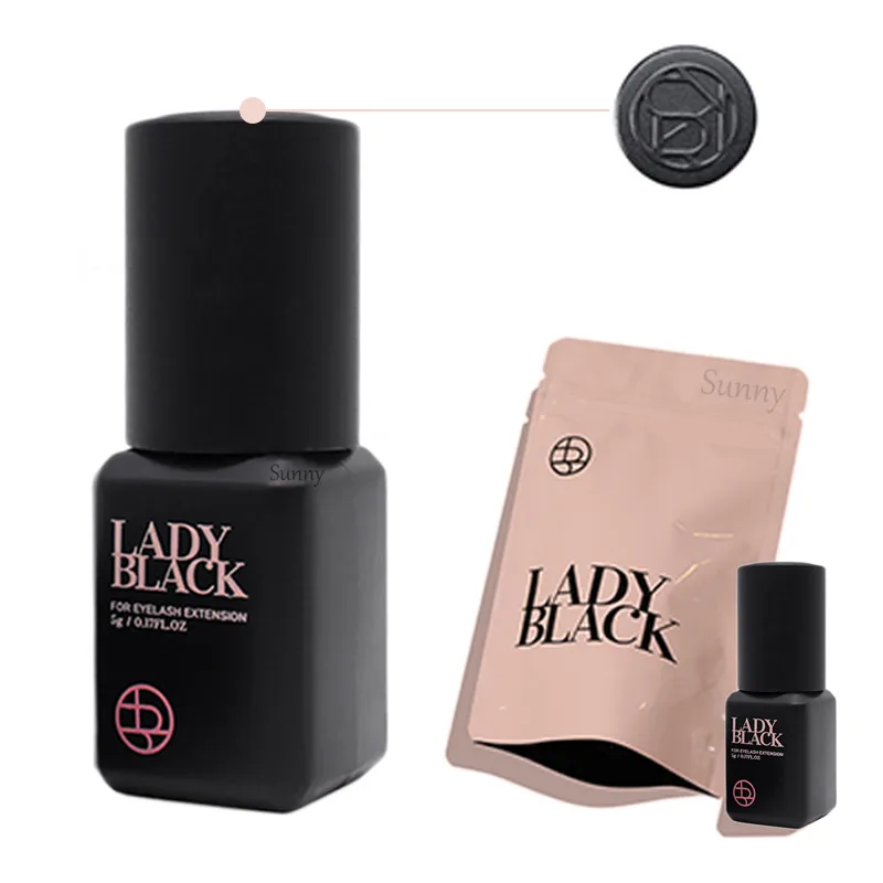 

Popular Eyelash Extension Glue Professional Sensitive Black Lady Glue With Private Label 5ml Black Sensitive Adhesive fast dry