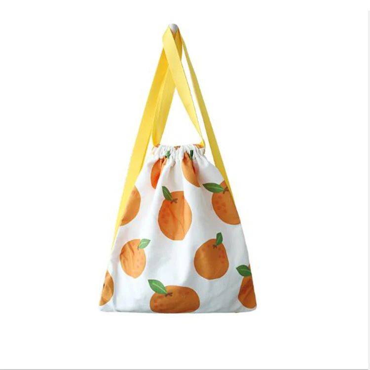 

Factory wholesale custom logo full color print cartoon girl cotton canvas drawstring bag backpack
