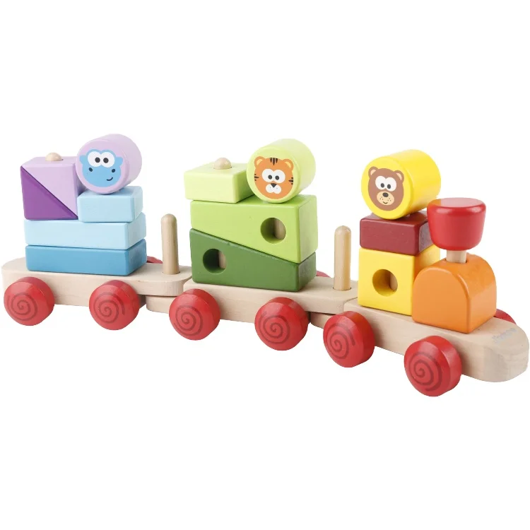 

Wooden Children educational play little dutch Zoo Animals Stacking Train wooden stacking train toy for kids